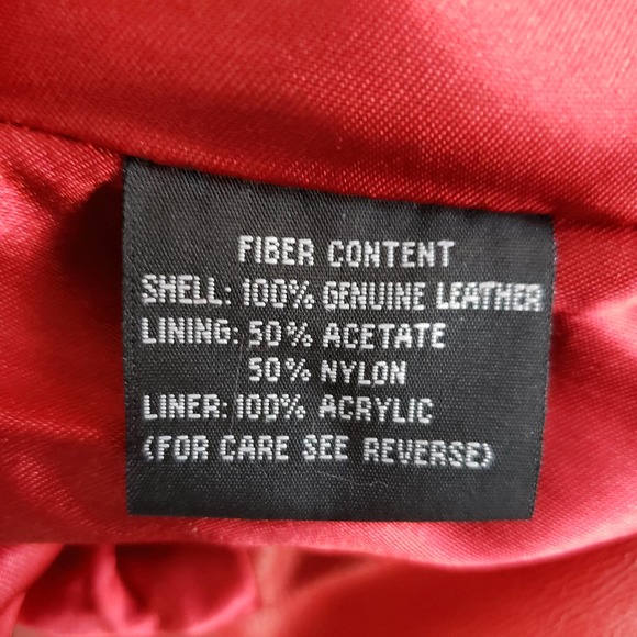 Women's Andrade Red Leather Jacket With Embordered Heart Design Sz M - Picture 12 of 15